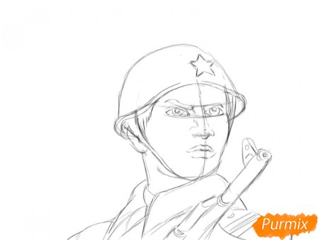 Рисунок солдата на 9 мая карандашом