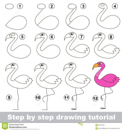 Поэтапное рисование Фламинго