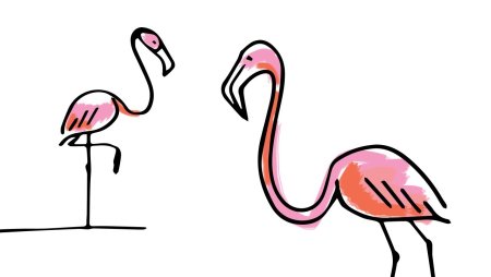 Много нарисованных Фламинго