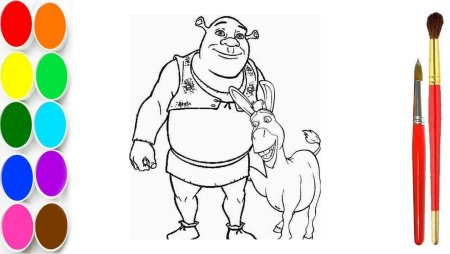 Шрек для рисование для детей