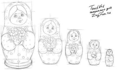 Раскрась матрешку в средней группе