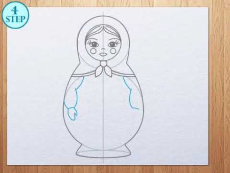 Поэтапное рисование матрешки