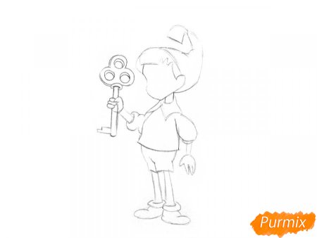 Буратино рисунок карандашом