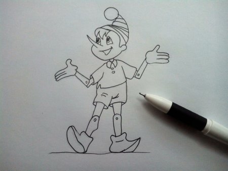 Буратино рисунок для срисовки