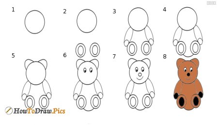 Поэтапное рисование медведя для дошкольников