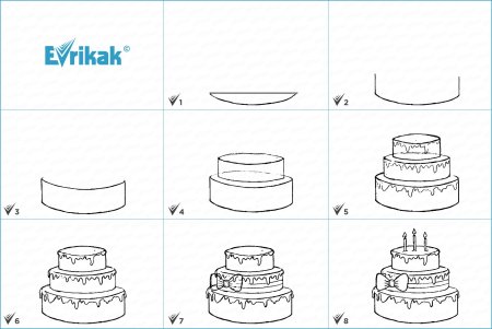 Поэтапное рисование торта