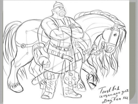 Добрыня Никитич рисунок карандашом