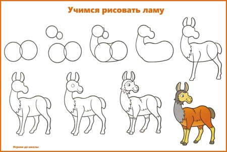 Последовательное рисование животных для детей