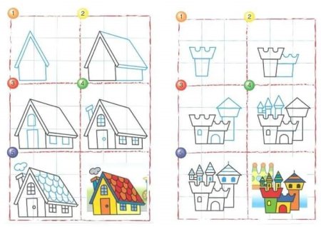 Поэтапное рисование домов для детей
