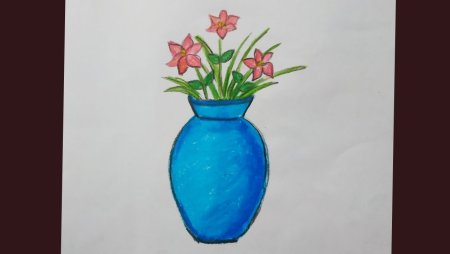Ваза с цветами карандашом