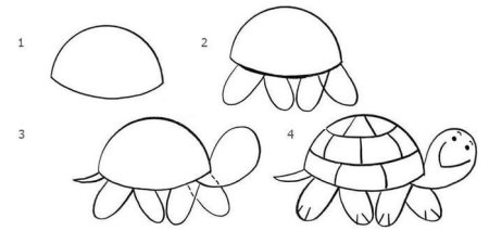 Нарисовать черепаху ребенку 5 лет поэтапно