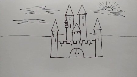 Поэтапное рисование замка