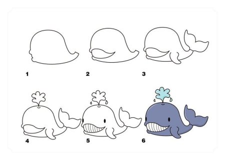 Кит поэтапное рисование