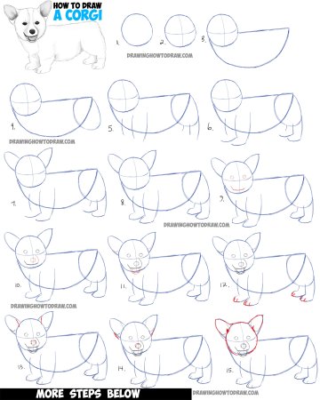Корги рисунок пошагово