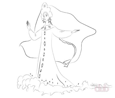 Рисунок царевны лебедь из сказки о царе Салтане