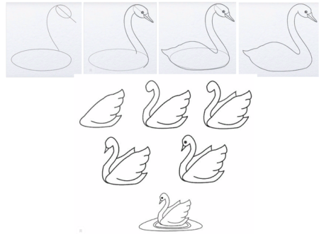 Поэтапное рисование лебедя