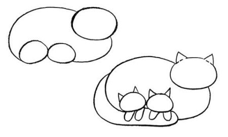 Поэтапное рисование кошки для детей