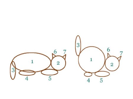 Схема рисования кошки