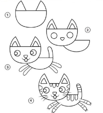 Лёгкий рисунок котёнка для срисовки