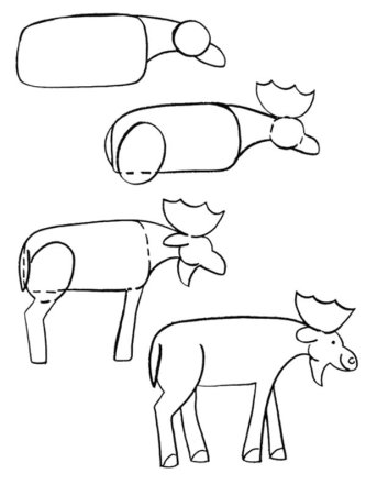 Схема рисунка оленя