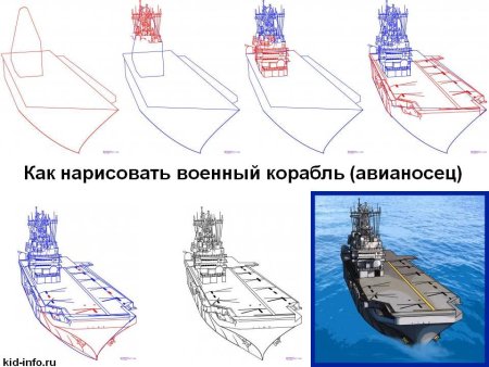 Поэтапное рисование военного корабля