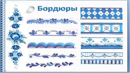Элементы гжельской росписи бордюры