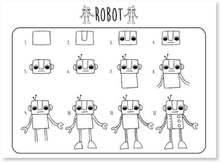 Рисуем робота поэтапно для детей
