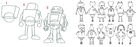 Нарисовать робота поэтапно для детей