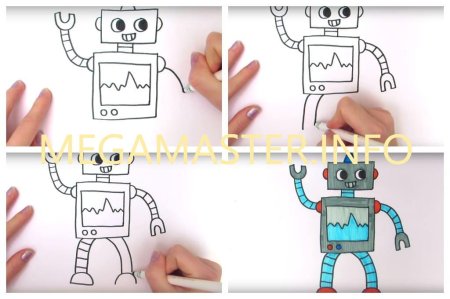 Робот пошагово рисунок