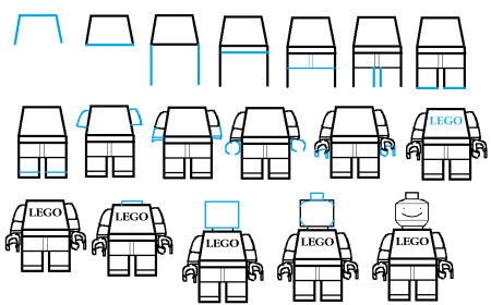 Поэтапное рисование лего