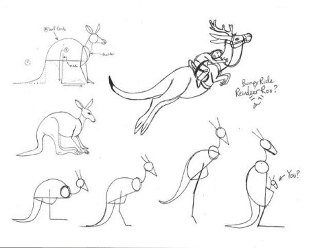 Рисунки животных кенгуру пошагово