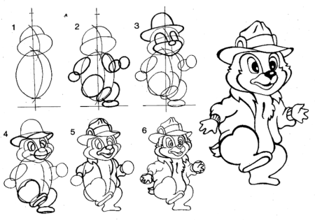 Поэтапное рисование героев мультфильмов
