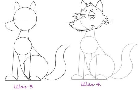 Схема рисования лисички для детей