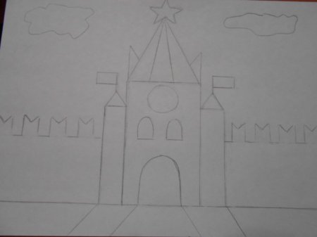 Занятие по рисованию в старшей группе Спасская башня Кремля