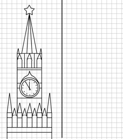 Спасская башня Кремля рисование