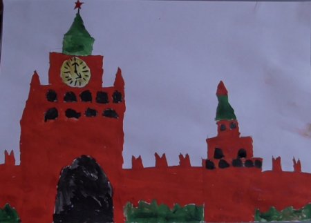 Спасская башня Кремля рисование Комарова