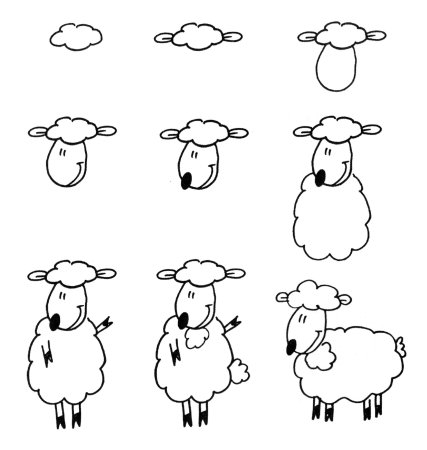 Овечка рисования для детей