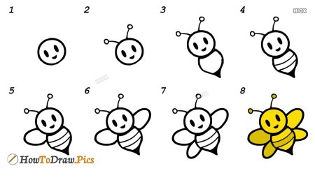 Поэтапное рисование пчелы для детей