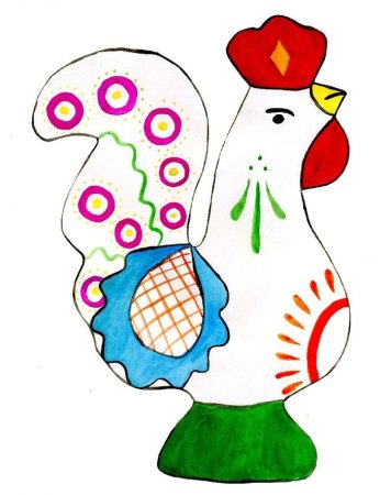 Дымковская роспись индюк