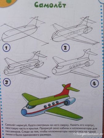 Схемы поэтапного рисования самолета