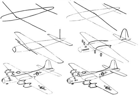 Поэтапное рисование самолета