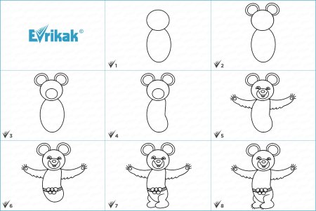 Медвежонок поэтапное рисование для детей