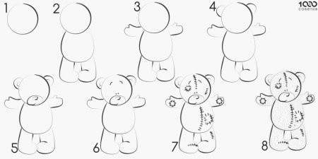 Поэтапное рисование медведя для дошкольников