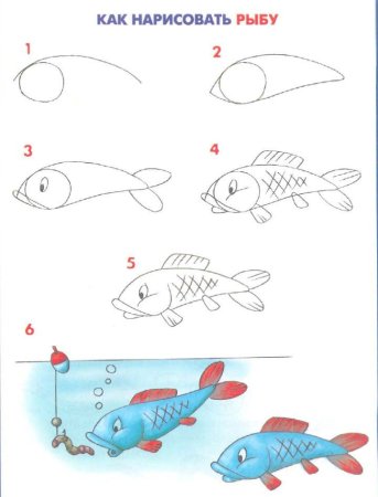 Рыбка рисунок для детей поэтапно (50 фото)