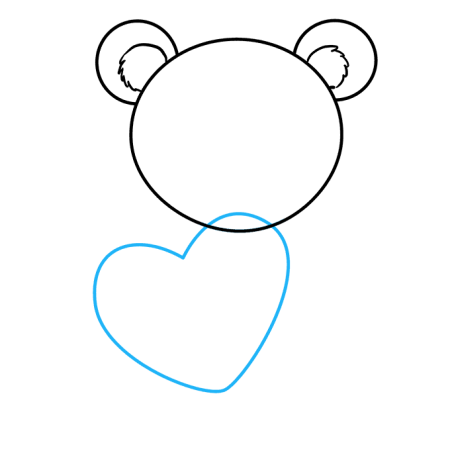 Поэтапное рисование мишки с сердечком