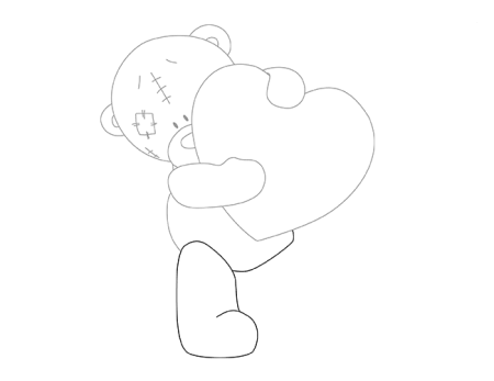 Нарисовать мишку с сердечком