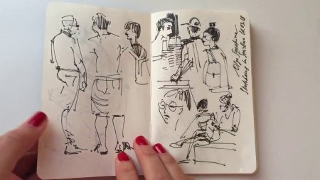Скетчи людей в скетчбуке
