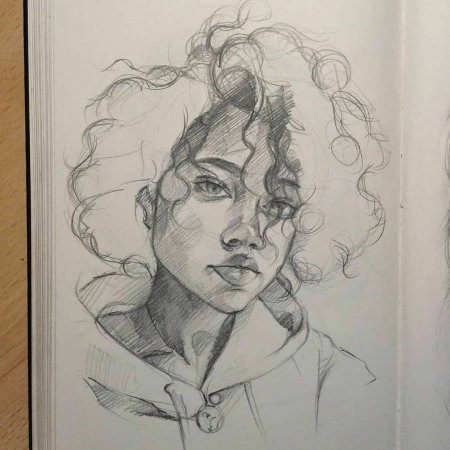 Рисование лица карандашом для скетчбука