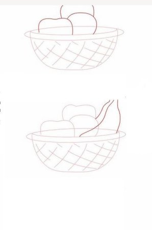 Этапы рисования корзинки