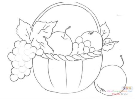 Рисование корзина с фруктами